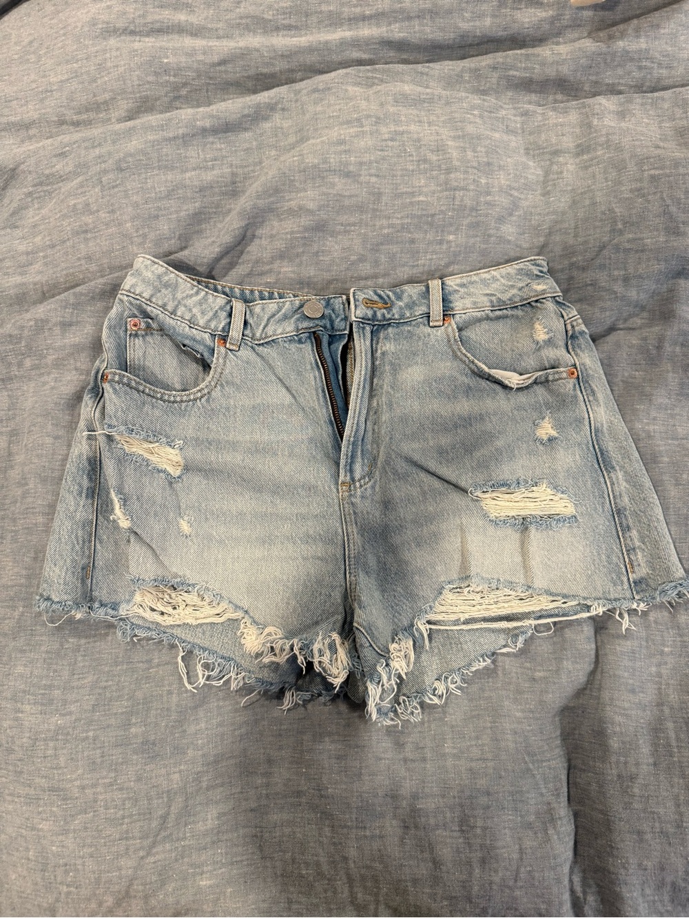 Garage Light Wash Distressed Denim Cutoff Shorts